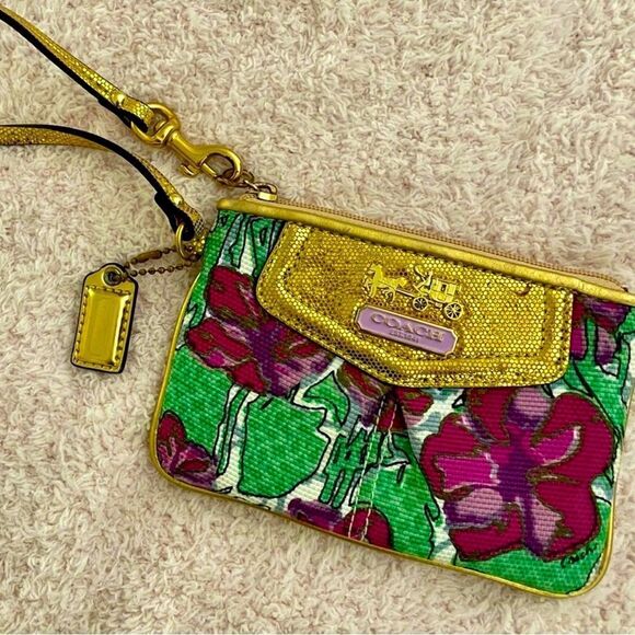 COACH Ashley Wristlet Iris Collection Leather - Picture 1 of 2
